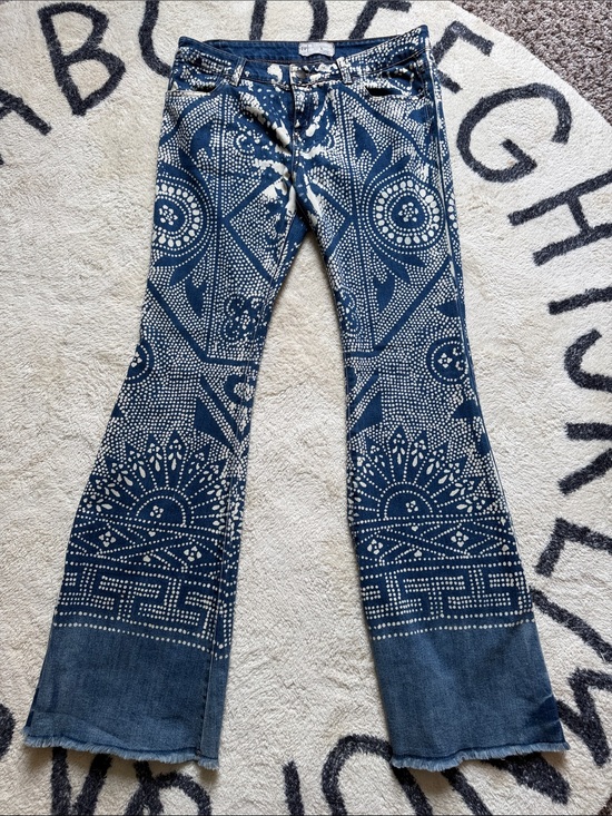 Free People Denim - Free People Discharge Bali flare jeans “Malaya” print Size 30